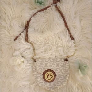 🆕👜Small Crossbody Bag - White with Brown Letters
